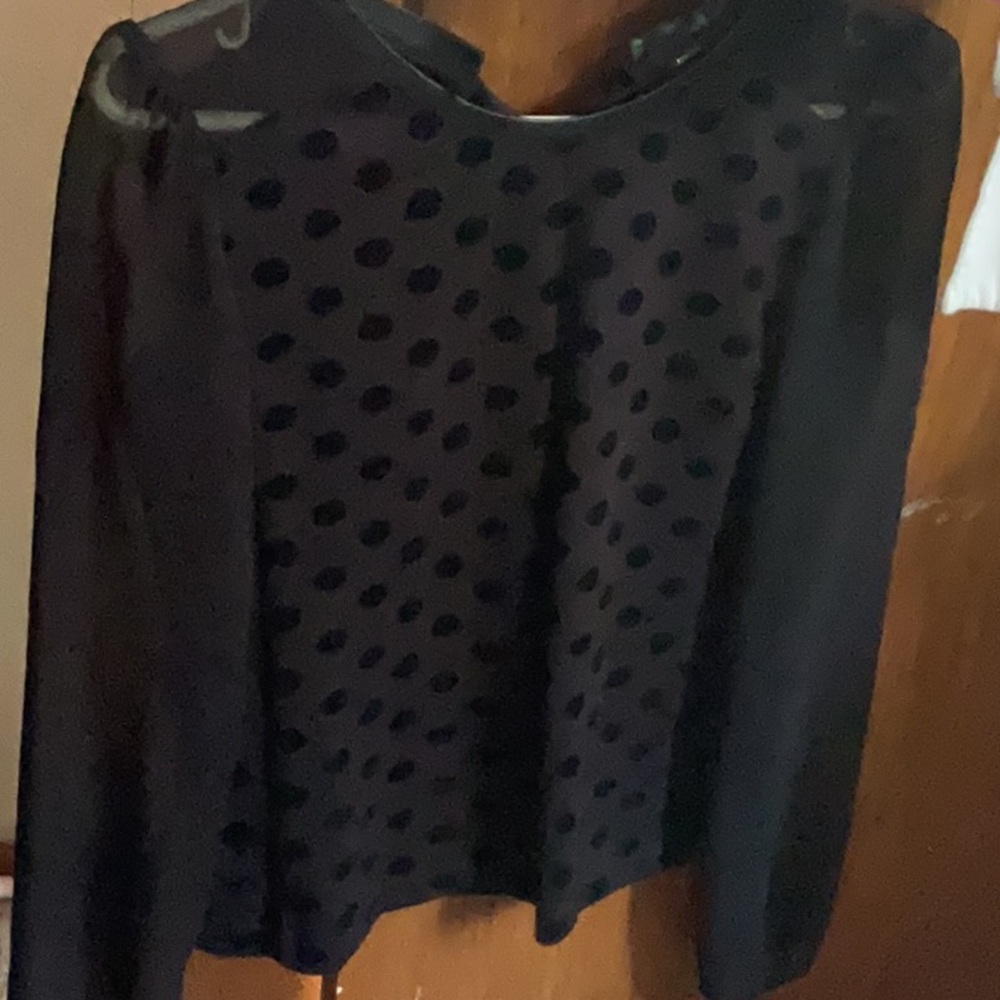 Maje Black Sheer Polka Dot Top